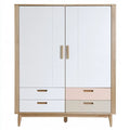 Armario con dos puertas y cuatro cajones - blanco/beige