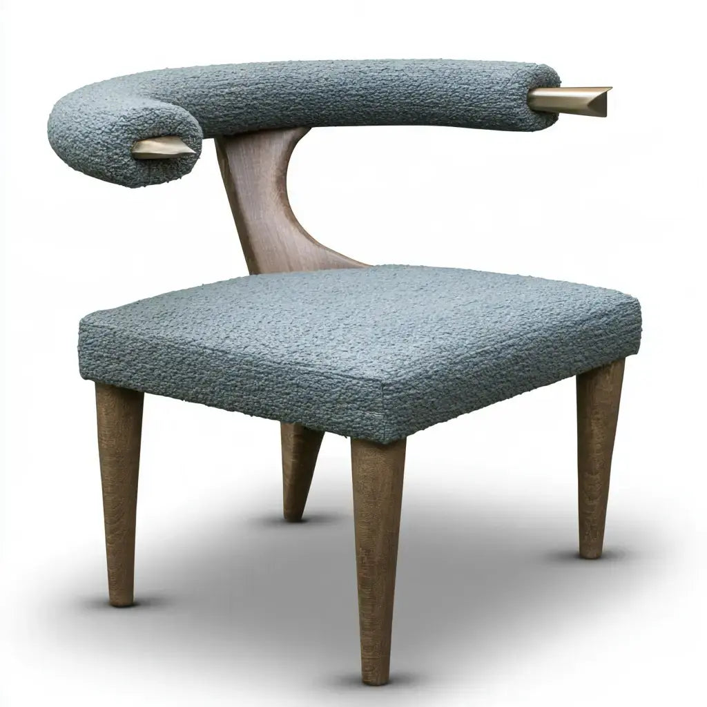 Silla con respaldo abierto con brazos curvos - azul/beige