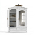 Vitrina con remate ornamental y cajones bajos - blanco