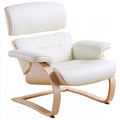 Mecedora con respaldo dividido y brazos acolchados - blanco/beige