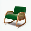 Mecedora con brazos de rejilla y asiento liso - verde/beige