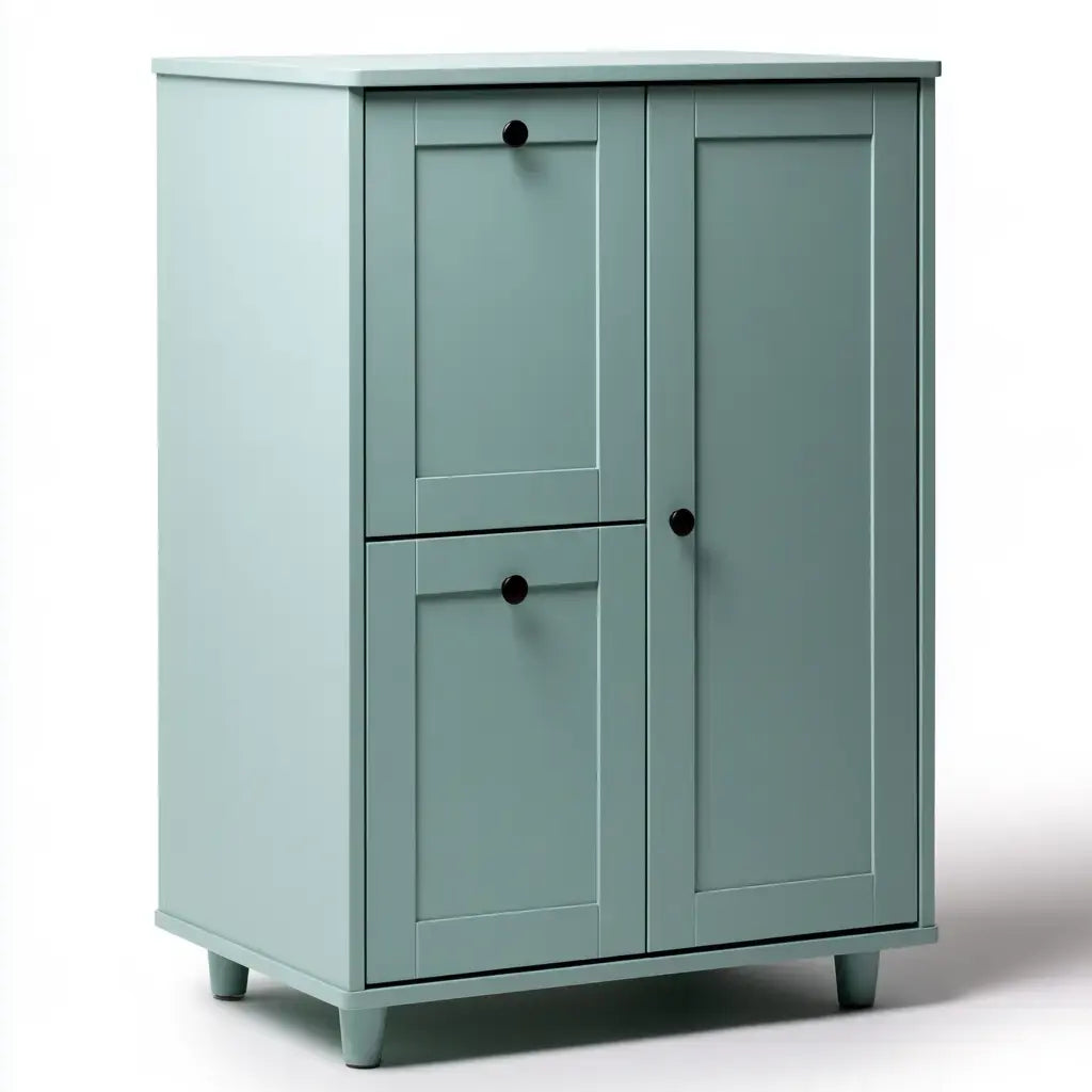 Armario con puertas de paneles y patas bajas - verde