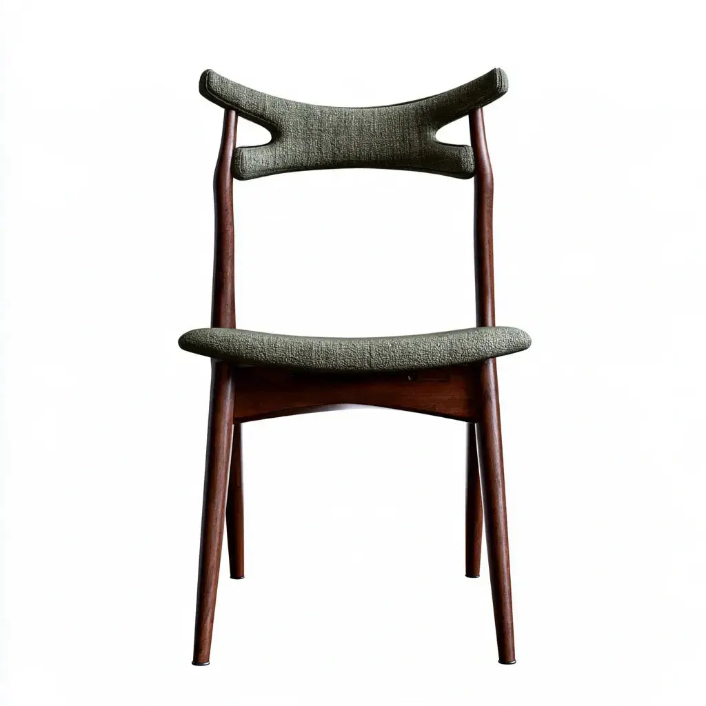 Silla con respaldo abierto y asiento oscuro - marrón/verde